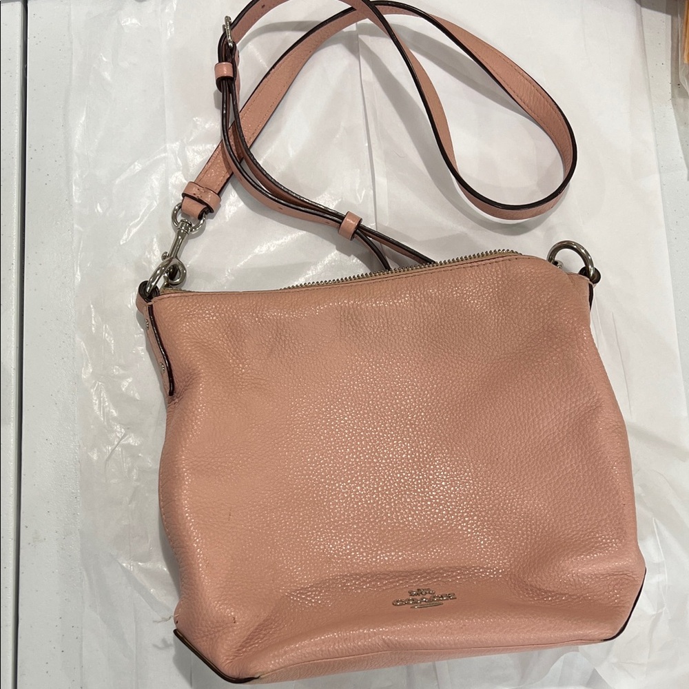 Well-Loved Coach Blush Pink Leather Shoulder Bag